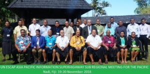 Group Photo of participants at the UNESCAP AP-IS Subregional meeting for the Pacific, in Nadi, Fiji, 19-20 November 2018